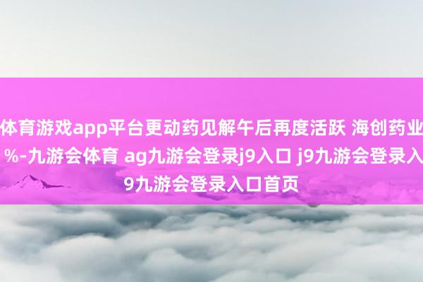 体育游戏app平台更动药见解午后再度活跃 海创药业涨超11%-九游会体育 ag九游会登录j9入口 j9九游会登录入口首页