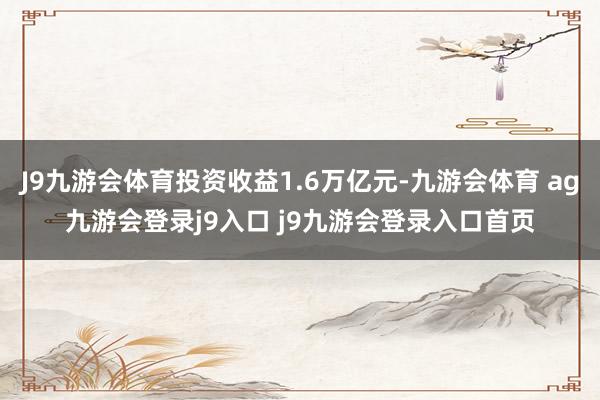 J9九游会体育投资收益1.6万亿元-九游会体育 ag九游会登录j9入口 j9九游会登录入口首页